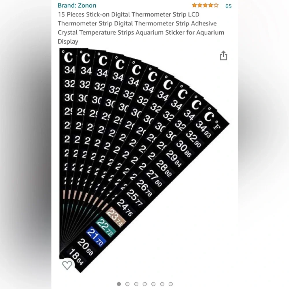 6/$20 Zonon 15-Pc stick-on Digital LCD Thermometer Adhesive Strip for Fish Tank